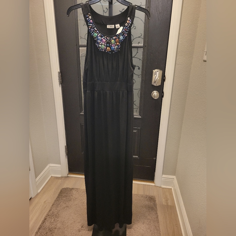 🎰Stone beaded neckline maxi